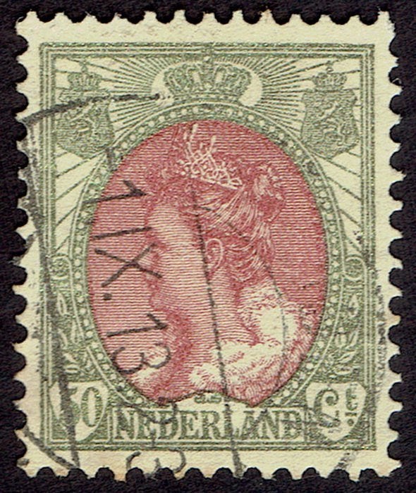 Nederland 1899, Koningin Wilhelmina, bronsgroen/bruinrood., Postzegels en Munten, Verzenden, T/m 1940, Gestempeld
