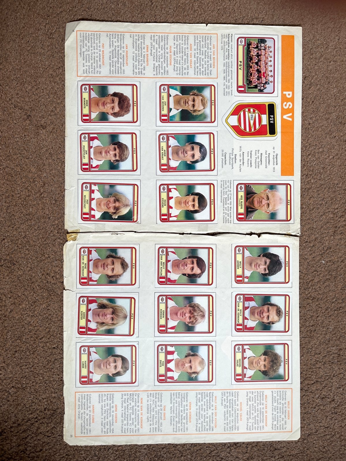 PSV Voetbalplaatjes Album - Jaren '70 Collectie, Ophalen of Verzenden, Gebruikt, PSV, Spelerskaart