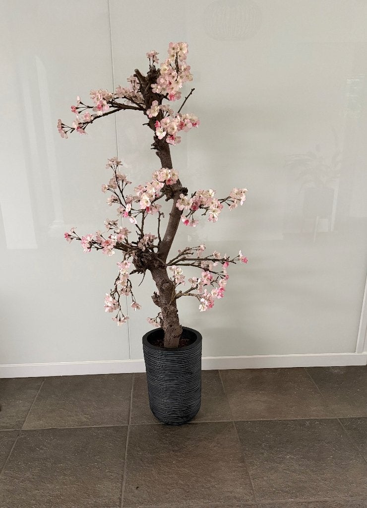 Kunst bloesemboom 140 cm incl. sierpot + gratis kunstplant, Huis en Inrichting, Woonaccessoires | Kunstplanten en Kunstbloemen