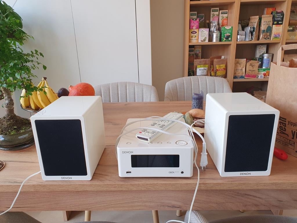 Denon CEOL Piccolo N4 Wit Microset met Speakers, Gebruikt, Denon, Ophalen of Verzenden, Microset
