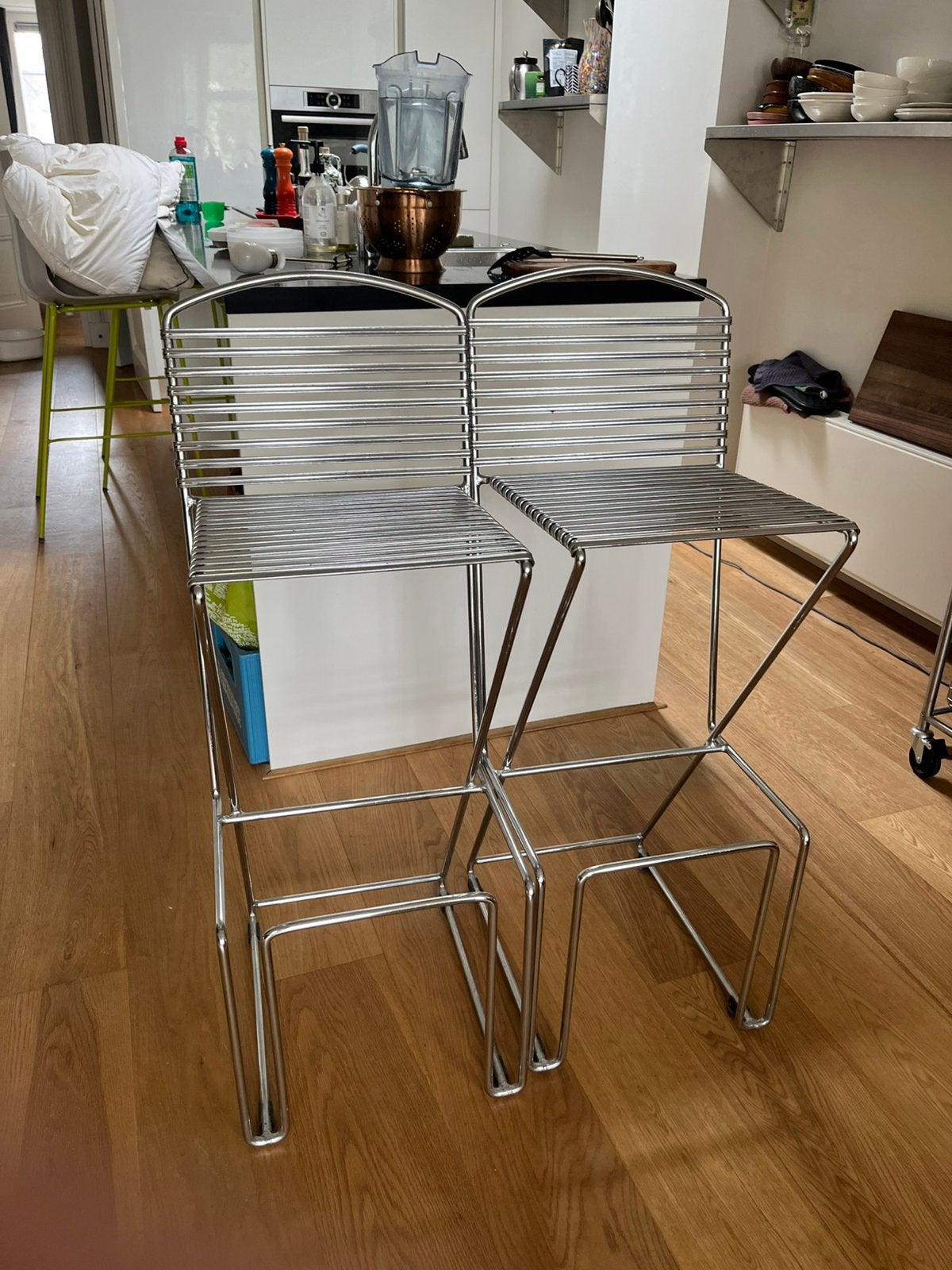 Designer Bar chairs Till Behrens Kreuzschwinger, Ophalen, Gebruikt, 60 tot 90 cm, Metaal