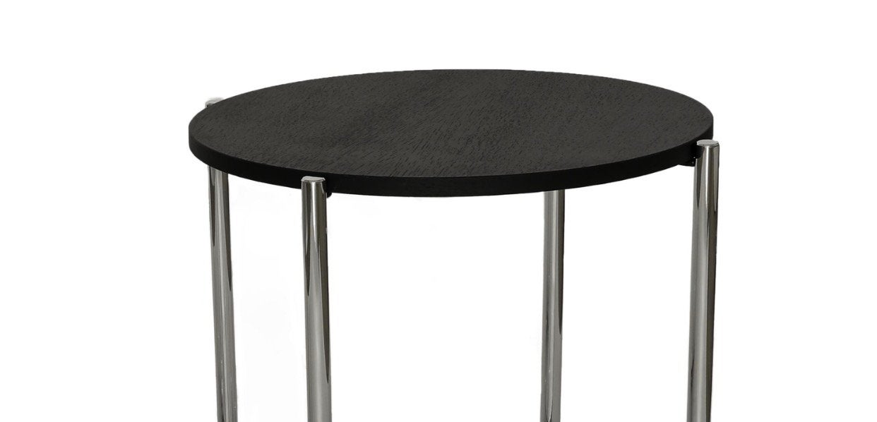 GEZOCHT! Zwart eikenfineer tafelblad Gispen 415/425, Huis en Inrichting, 45 tot 60 cm, Minder dan 55 cm, Rond, Ophalen of Verzenden