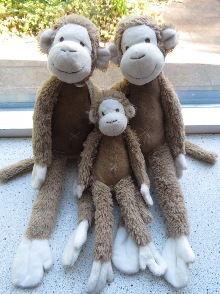 Aap Monkey merk Happy Horse bruin meet ca 42 cm en ca 30 cm, Happy Horse, Wasbaar, Ophalen of Verzenden, Zo goed als nieuw