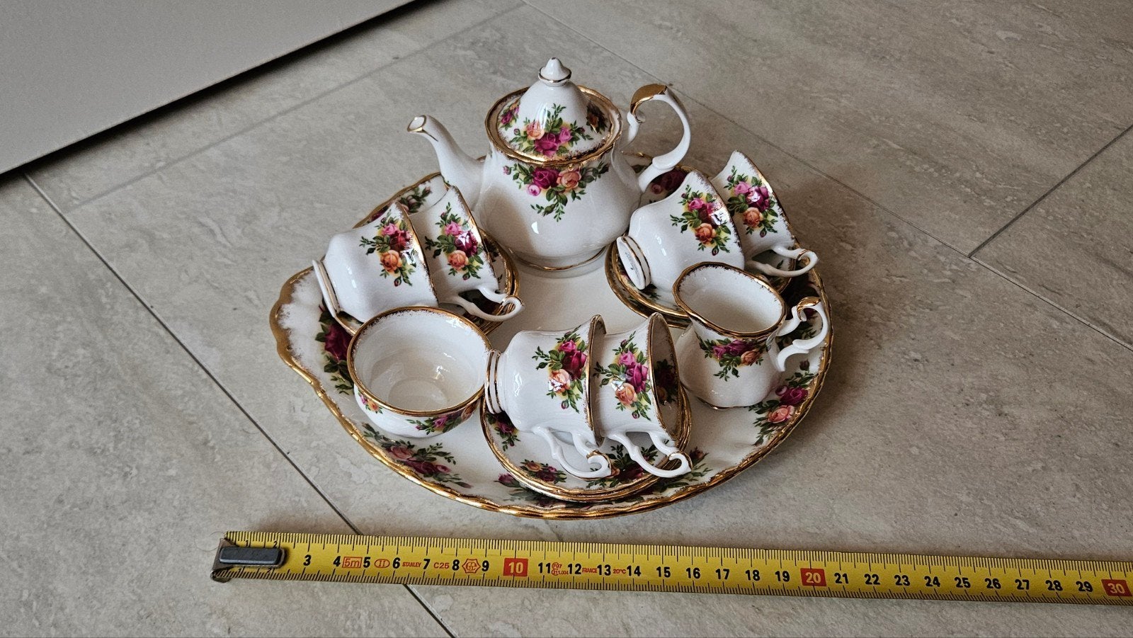Mini servies compleet Royal Albert Old Country Roses, Ophalen, Zilver, Overige materialen