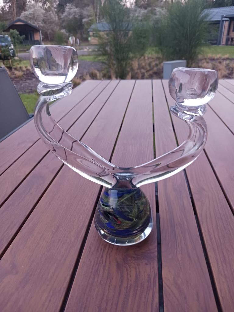 Glazen kandelaar, Antiek en Kunst, Ophalen of Verzenden, Glas