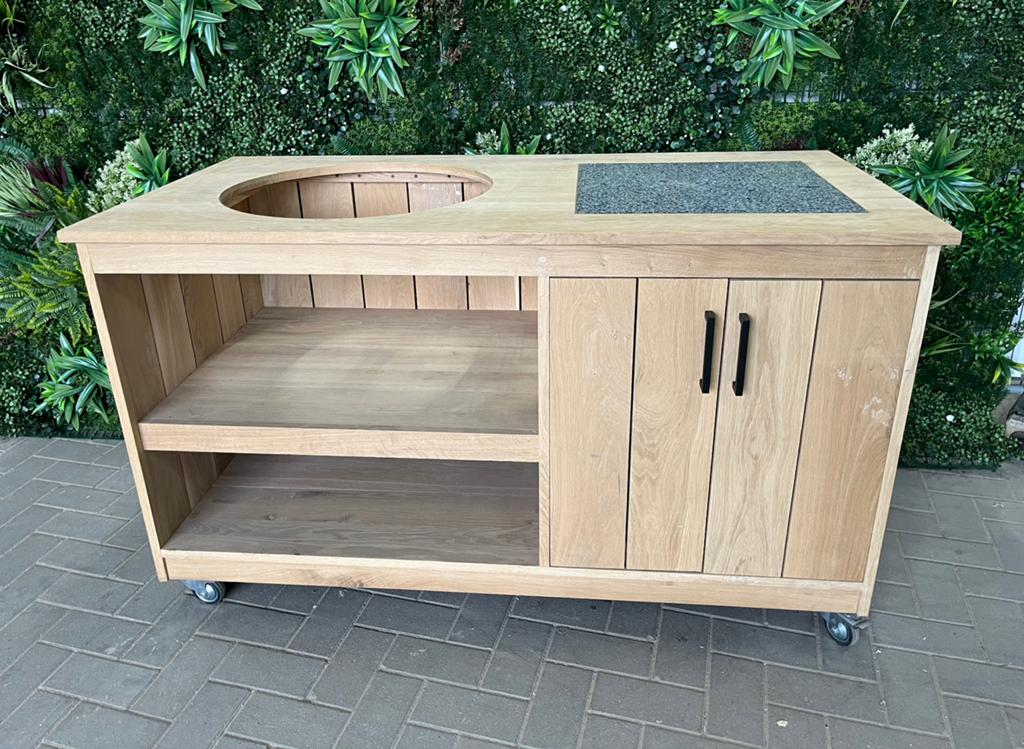 Mooie verrijdbare eikenhouten buitenkeukens, Tuin en Terras, Buitenkeukens, Ophalen, Zo goed als nieuw, Houtskool