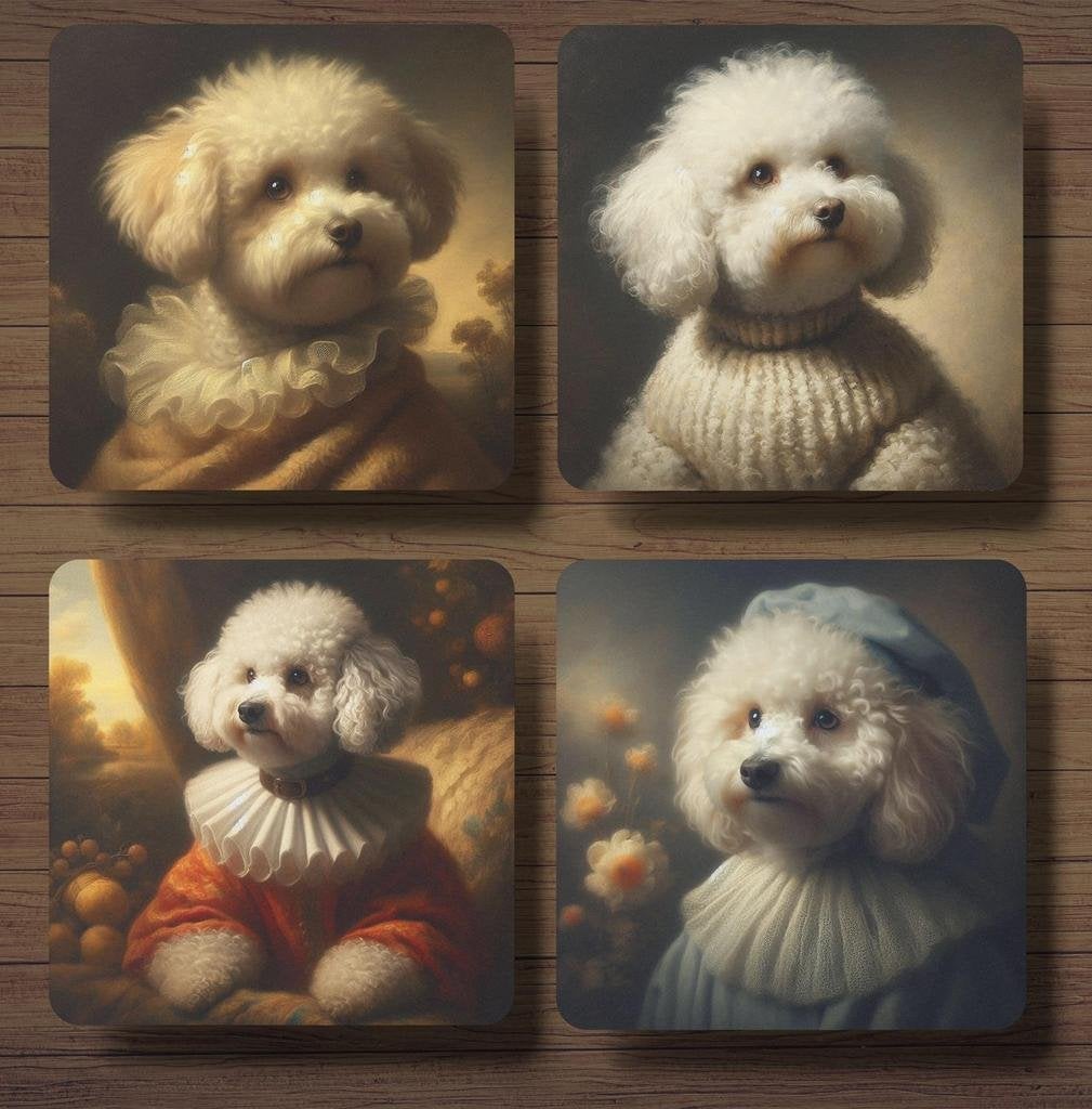 Bichon Rembrandt stijl onderzetters met houder, Ophalen of Verzenden, Nieuw