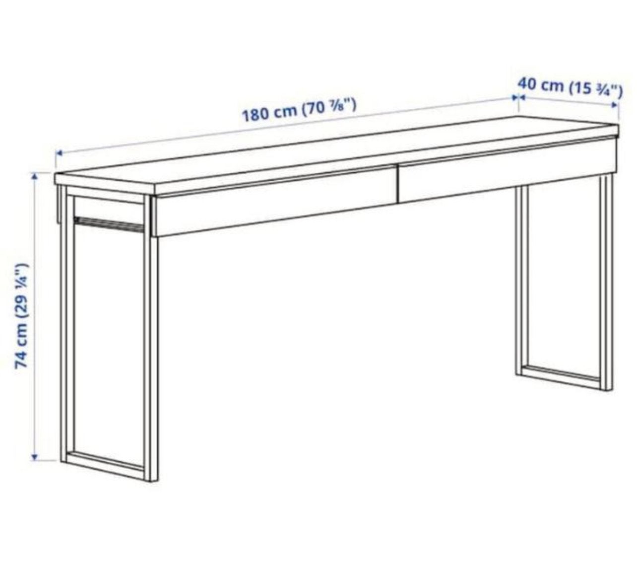 Foto 6 van IKEA Besta  halftafel/bureau 180cm met melkwitte glasplaat