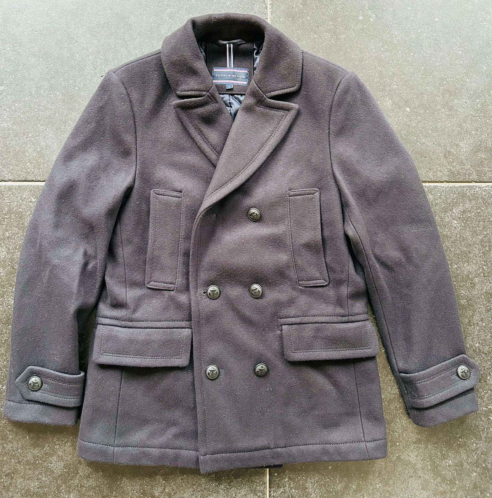 Tommy Hilfiger navy blue wol-mix double breasted jacket, S, Ophalen, Zo goed als nieuw, Maat 46 (S) of kleiner, Blauw