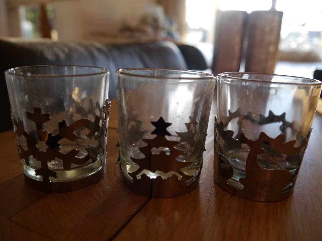 Glazen theelichtjes voor kerst, Diversen, Kerst, Ophalen of Verzenden, Zo goed als nieuw