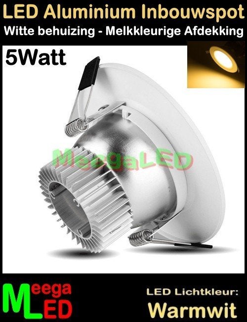 LED WIT aluminium inbouwspot SMD5730 Warmwit 5W - 4 stuks, Huis en Inrichting, Lampen | Spots, Nieuw, Overige fittingen, Ophalen of Verzenden