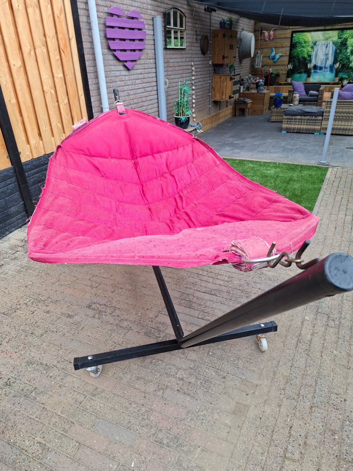 Fatboy hangmat met standaard op wieltjes - roze, Tuin en Terras, Ophalen