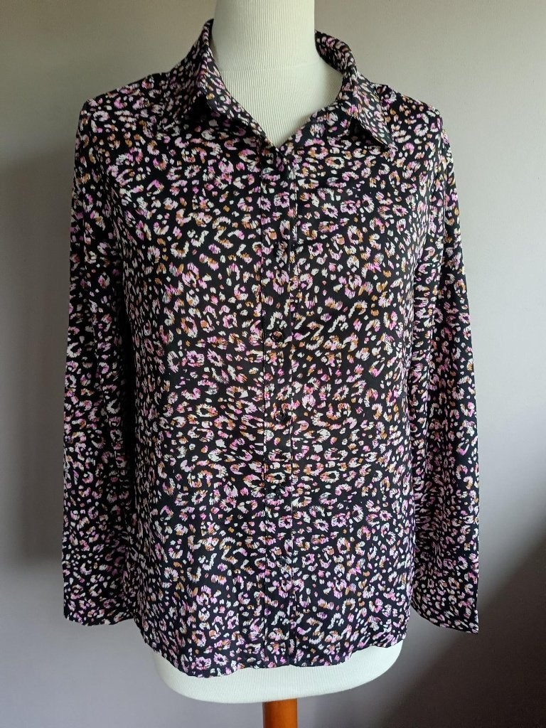 Nieuwe zwarte stretch blouse print van My Jewellery, maat L, My Jewellery, Zwart, Maat 42/44 (L), Nieuw