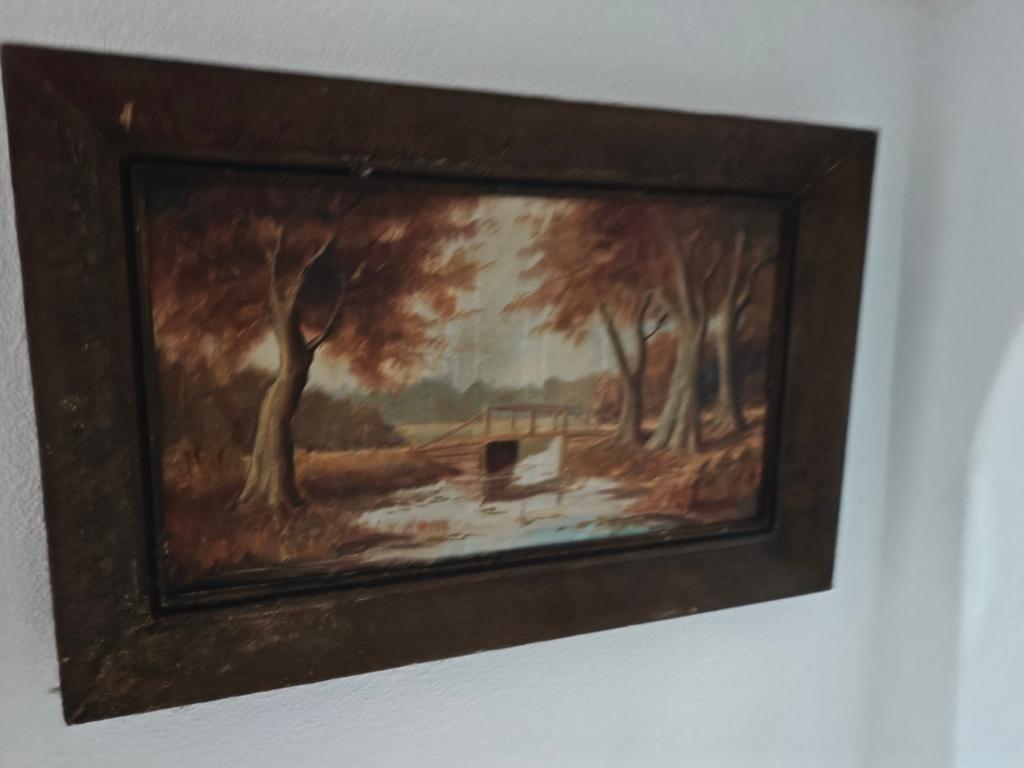 Schilderij van T. Bor Mulder - Landschap met brug, Ophalen of Verzenden