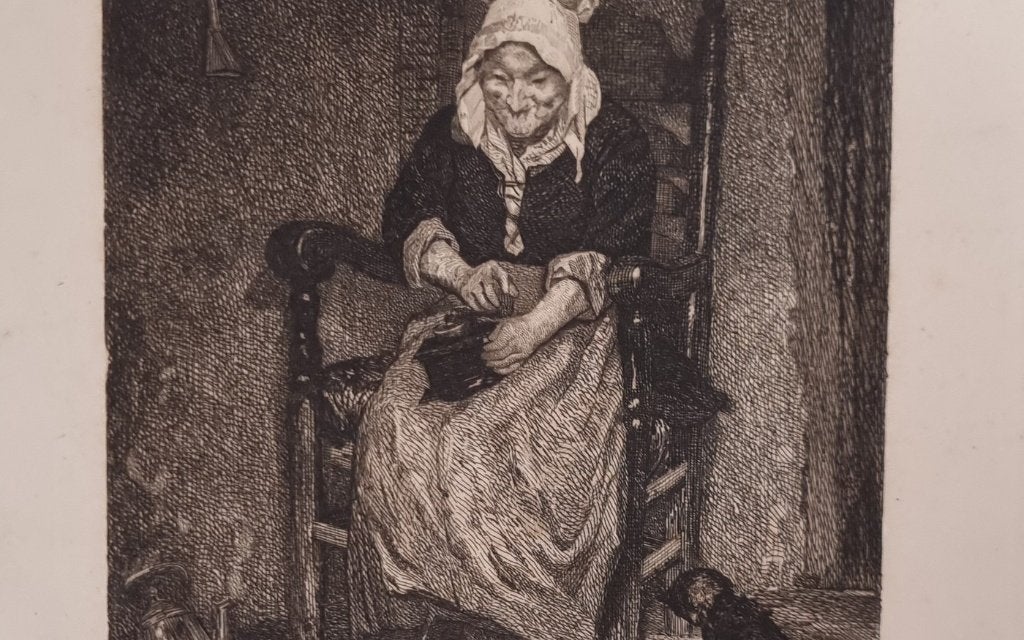 Ets Koffiemalen - Bram Steelink naar August Allebé, Ophalen, 31 cm, Dagelijks leven, 1800 - 1899