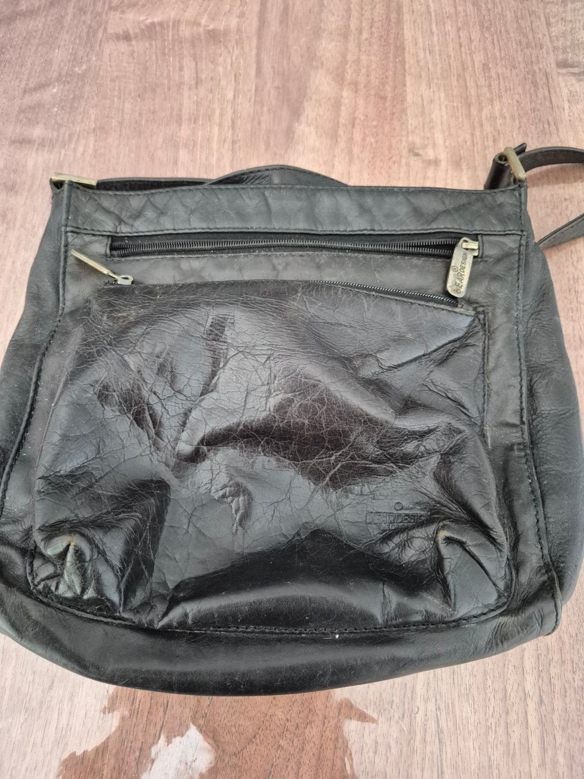 Bear Design Zwarte Leren Schoudertasje, Ophalen of Verzenden, Gebruikt, Zwart, Schoudertasje