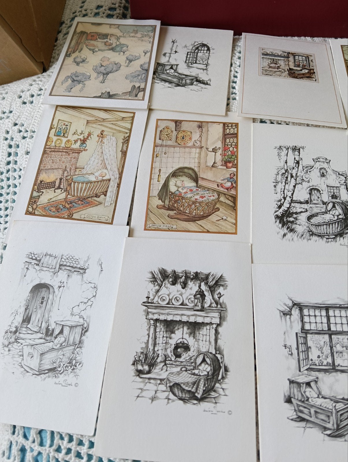 Anton Pieck geboortekaartjes  set van 15, Ophalen of Verzenden, 1970 tot 1980, Geboortekaartje