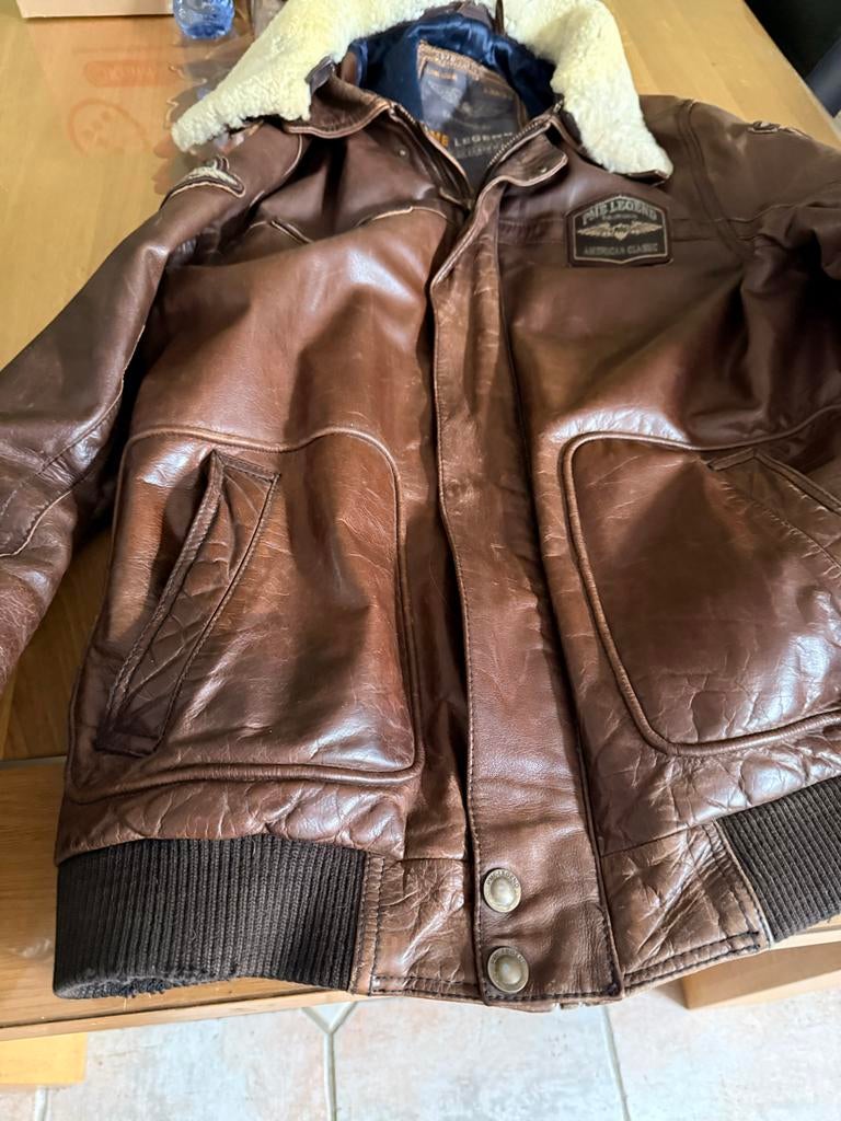 PME Legend Leren Jack met Bontkraag - Maat XL, Kleding | Heren, Jassen | Winter, Ophalen, Zo goed als nieuw, Maat 56/58 (XL), Bruin