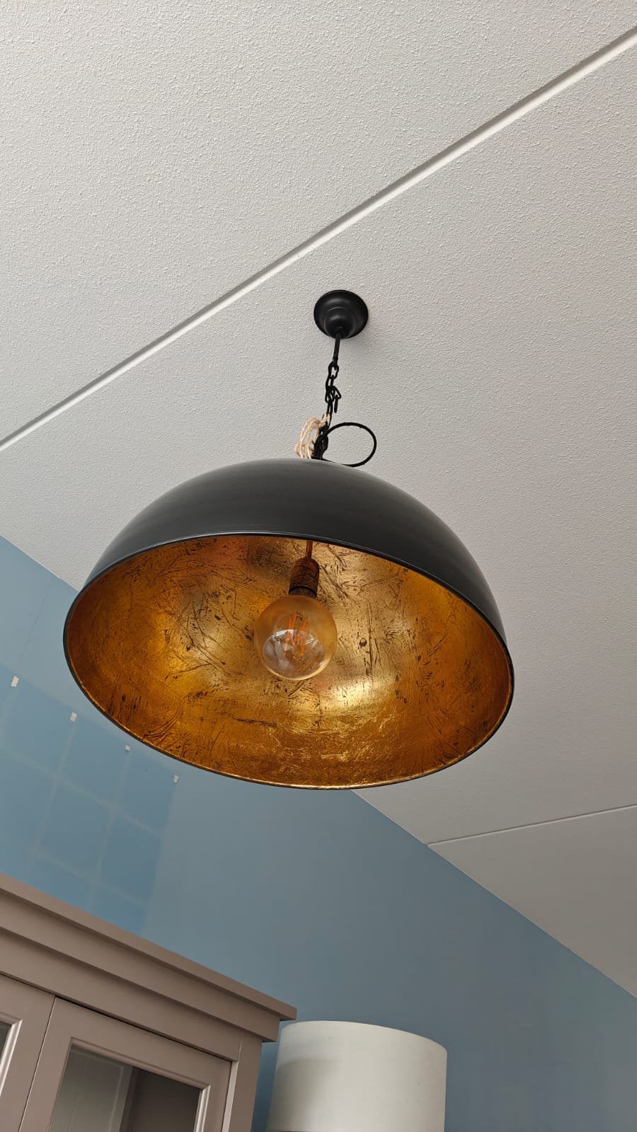 Atmooz hanglamp - Zwart/goud koepellamp, Huis en Inrichting, Ophalen, Zo goed als nieuw, Metaal