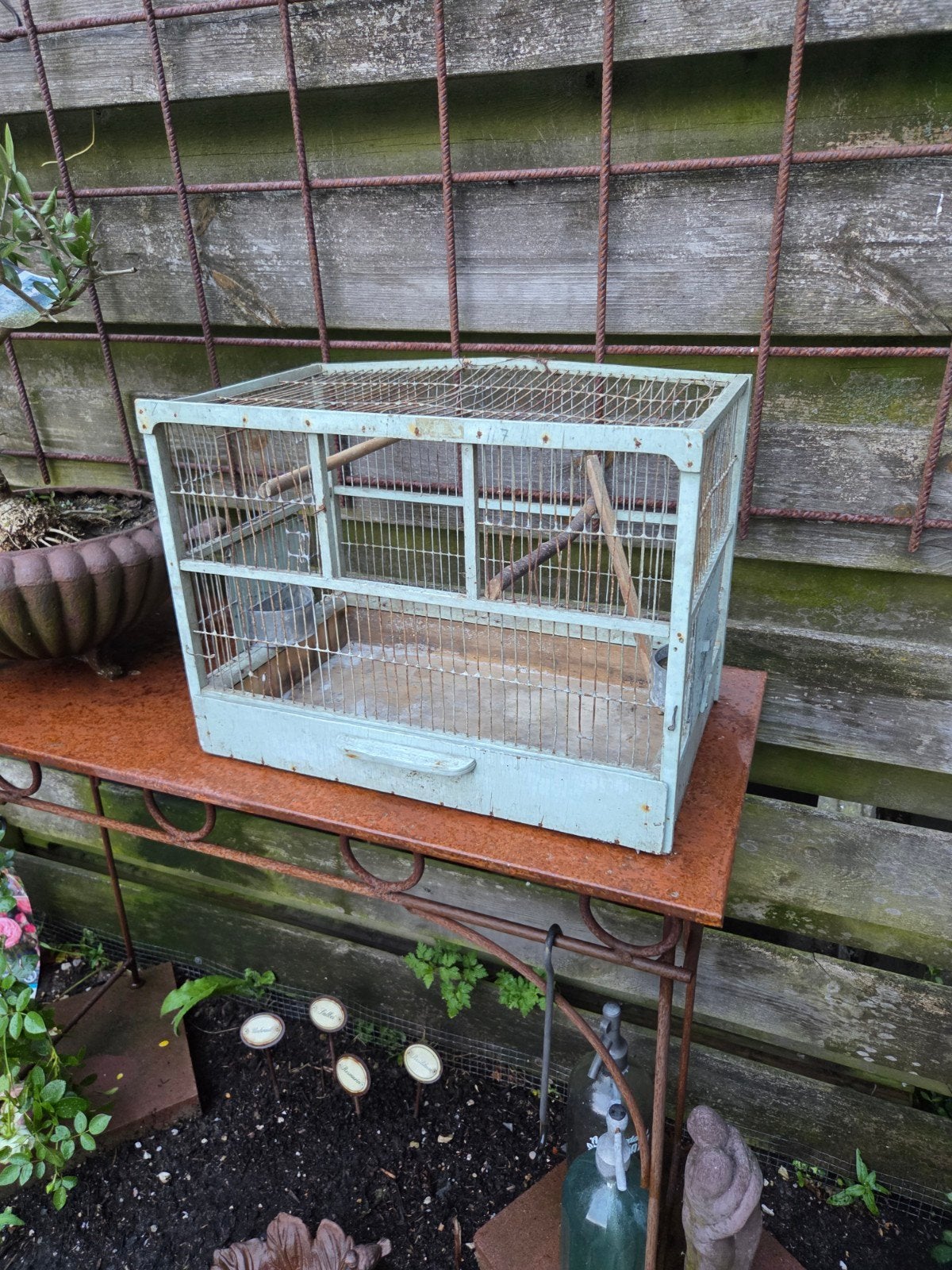brocante houten vogelkooitje., Ophalen of Verzenden