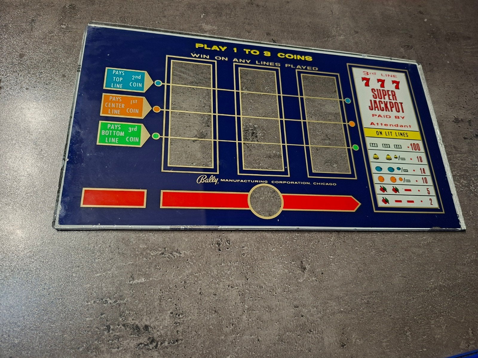 Vintage Arcade Spelborden - Bally, Golden Game, Poker, Verzamelen, Overige munten, Ophalen, Gebruikt