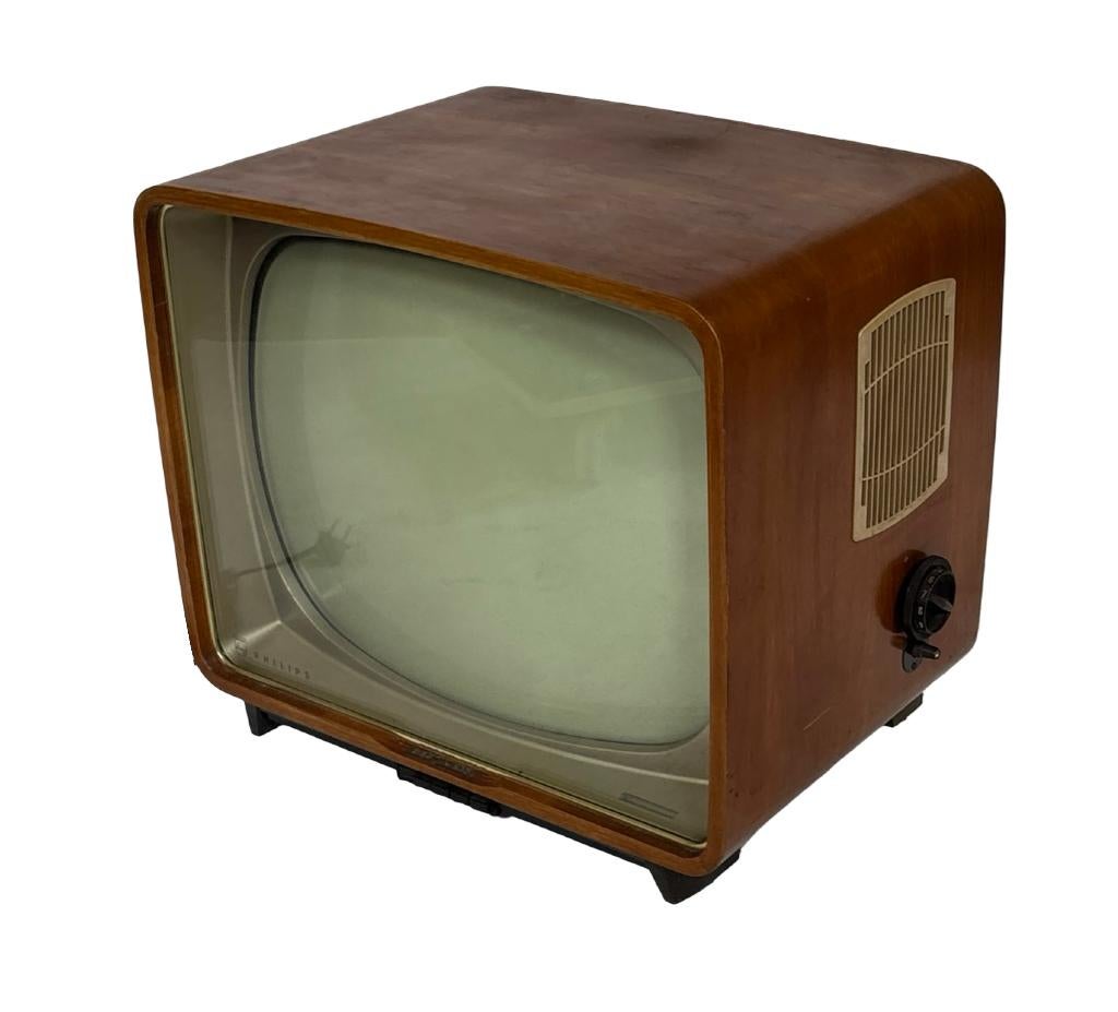 Vintage Philips tv teakhout jaren 60, Audio, Tv en Foto, Vintage Televisies, Ophalen, Philips, Gebruikt, Philips
