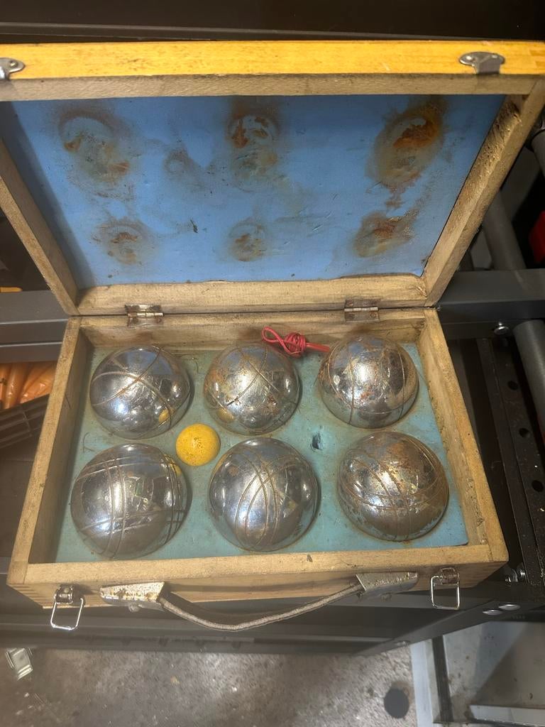Petanque set in houten kist, Ophalen, Gebruikt