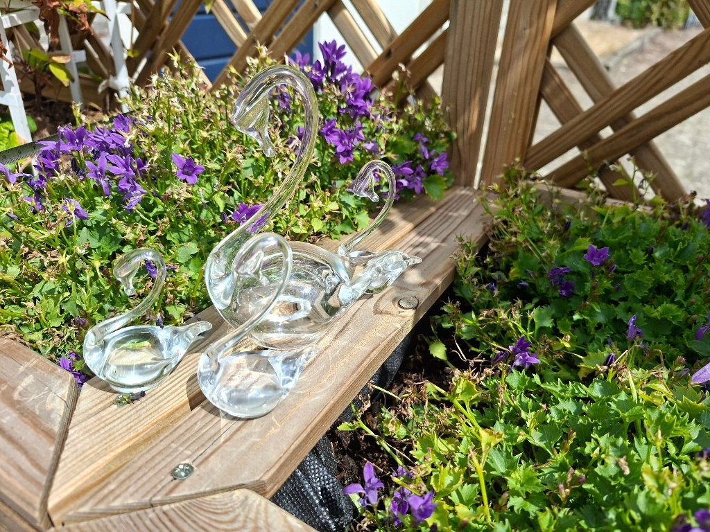 4 delig vintage glazen zwanen set, Verzamelen, Beelden en Beeldjes, Ophalen of Verzenden, Zo goed als nieuw, Dier