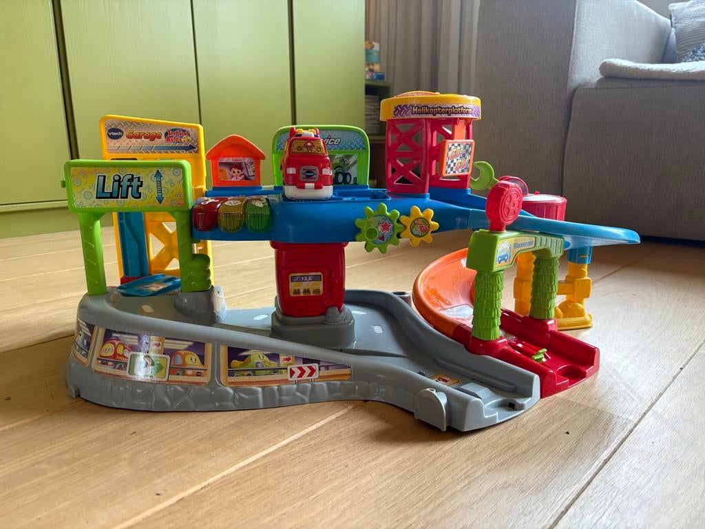 VTech Toet Toet Auto's Garage met Brandweerauto, Kinderen en Baby's, Speelgoed | Vtech, Ophalen, Zo goed als nieuw, 6 maanden tot 2 jaar