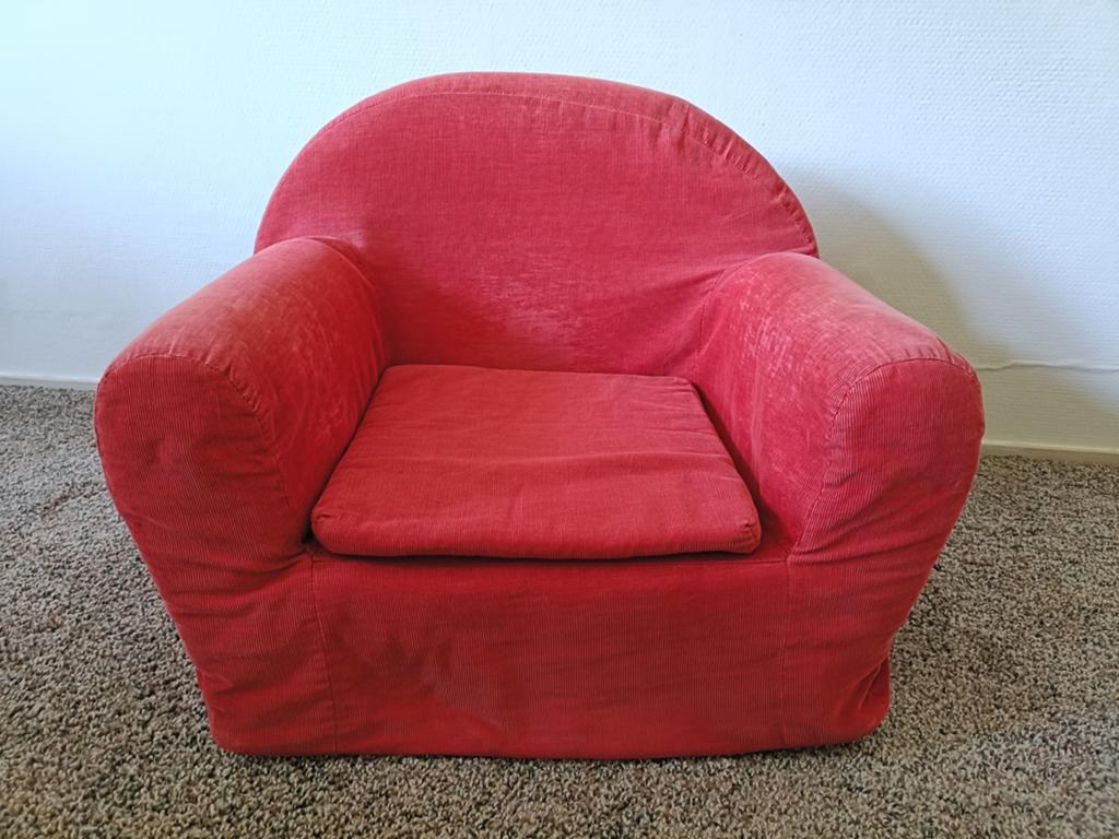 Comfortabele kinderfauteuil - Rood ribfluweel, Ophalen, Gebruikt, Stoel