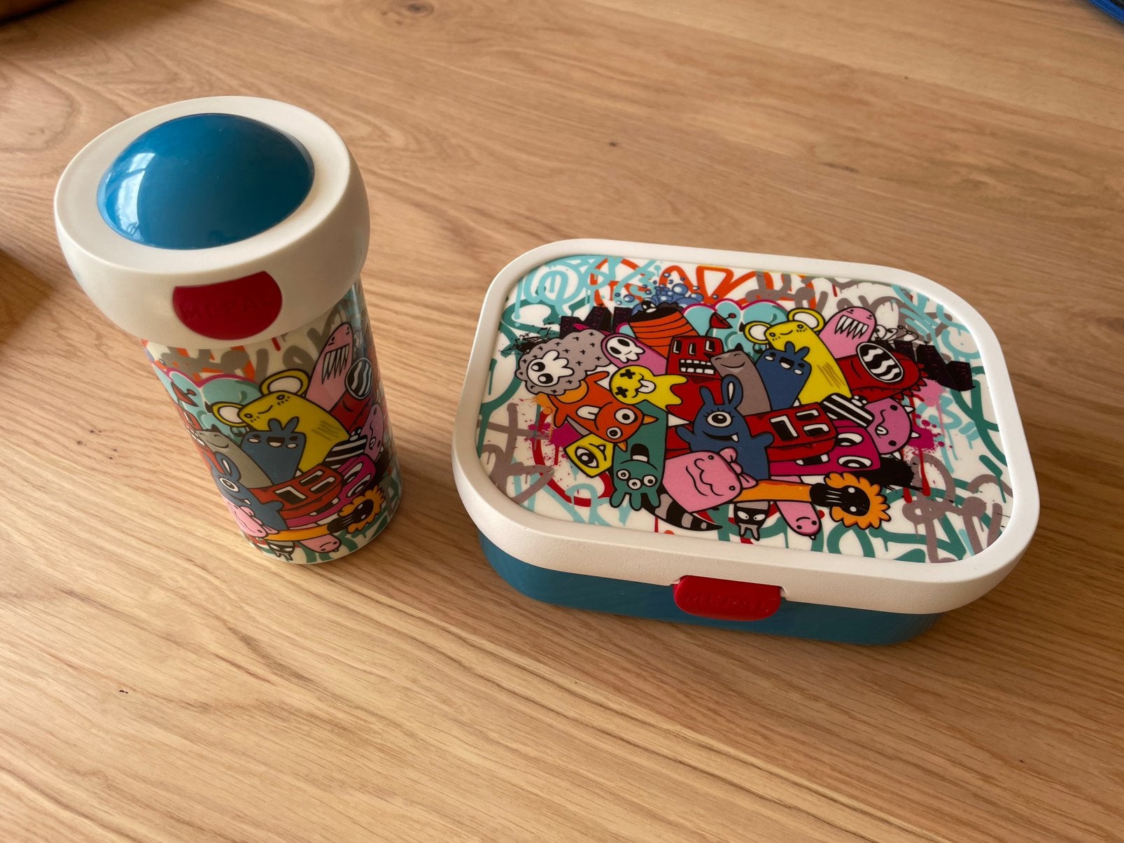 Mepal Lunchset Grafitti - Lunchbox en Schoolbeker, Ophalen of Verzenden, Gebruikt