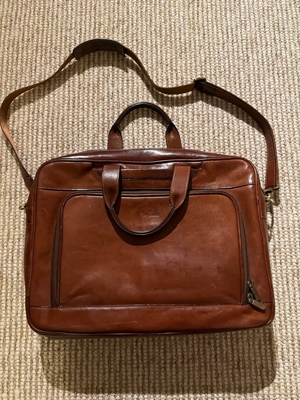 Tony Perotti Bruine Leren Laptoptas, Gebruikt, Bruin, Leer, Ophalen