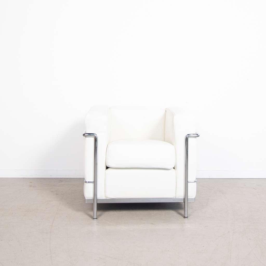 4x Cassina LC2 Fauteuil Wit Leer, Huis en Inrichting, Fauteuils, Niet ingevuld, Minder dan 75 cm, Niet ingevuld, Leer