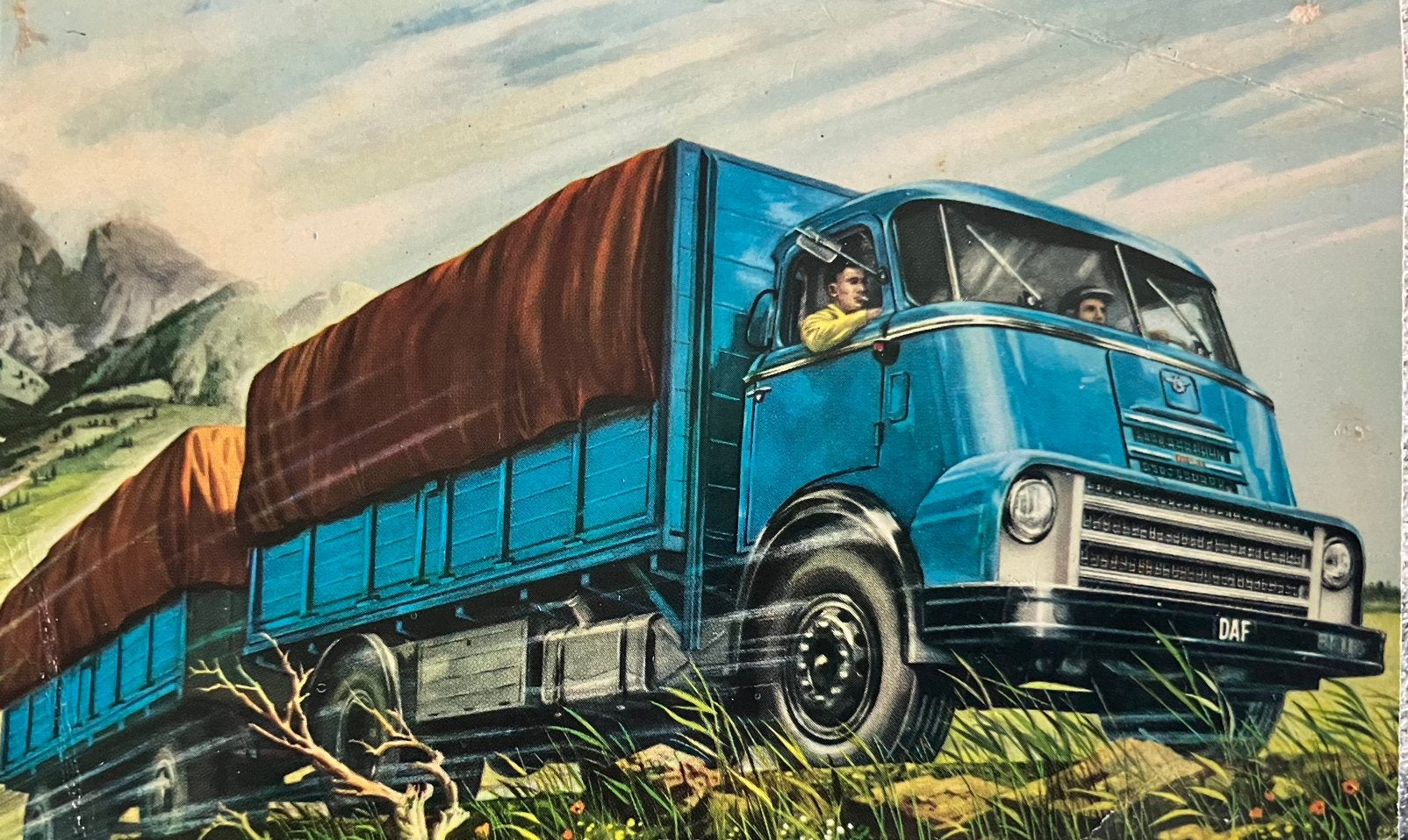 Reclame ansichtkaart voor DAF DO Vrachtwagen, Ophalen of Verzenden, 1940 tot 1960, Ongelopen, Voertuig