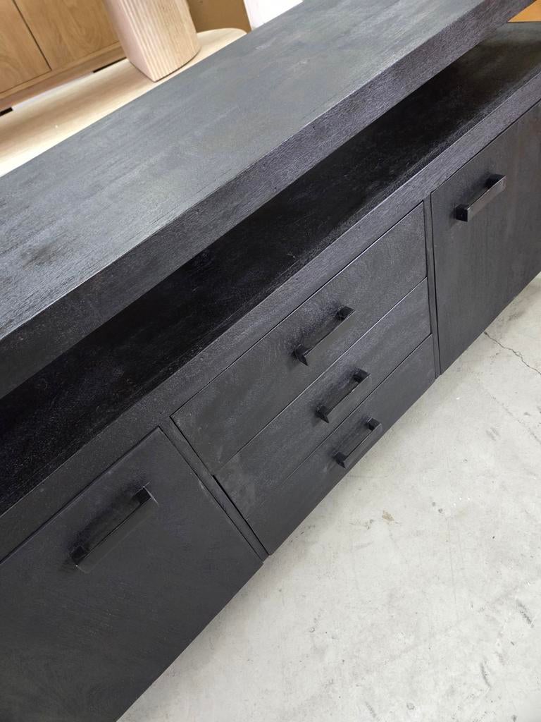 Dressoir Norris Mangohout en staal 180 cm in de kleur Zwart, Ophalen, ., Nieuw, Livingfurn