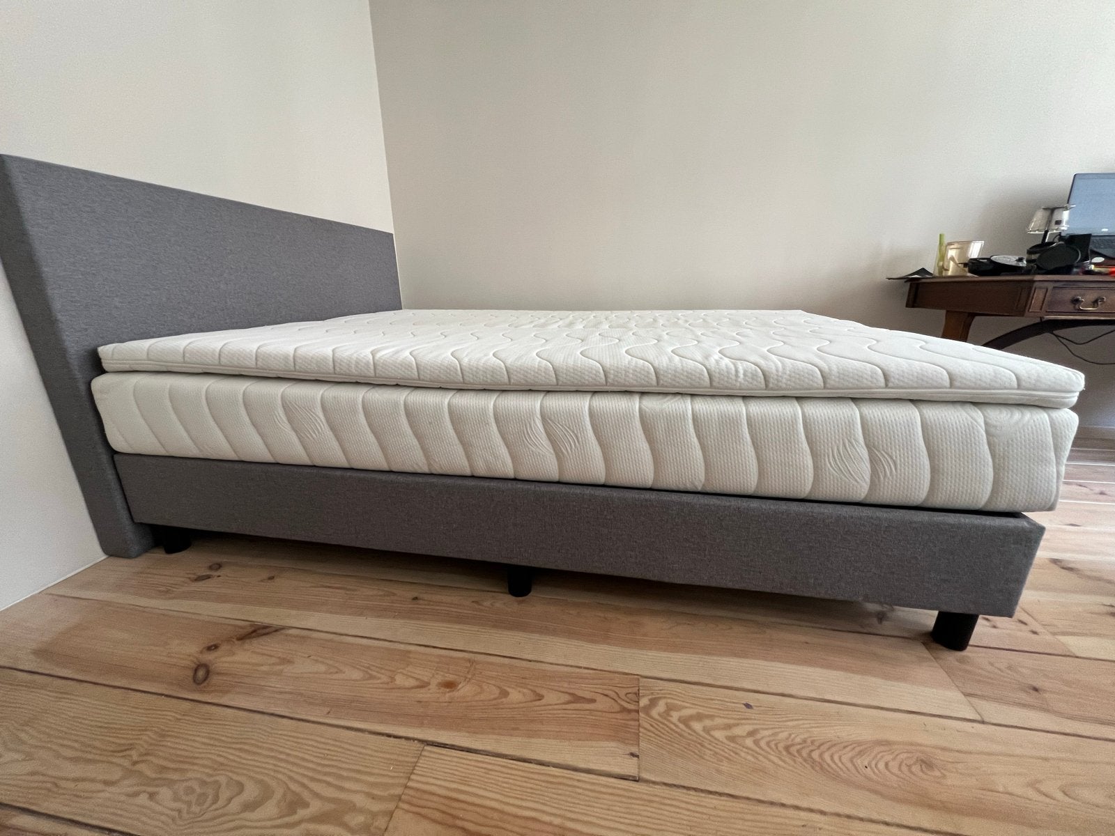 Tweepersoons boxspring 160x210 cm met topper, Huis en Inrichting, Slaapkamer | Bedden, Ophalen, Gebruikt, 210 cm, Tweepersoons