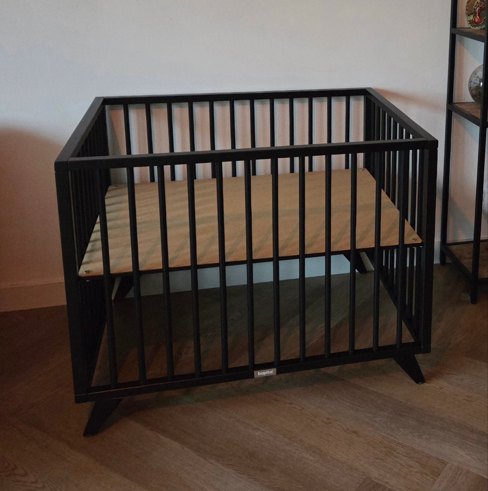 Bopita box 95x75cm zwart, Kinderen en Baby's, Ophalen, Zo goed als nieuw, Rechthoekig, In hoogte verstelbaar