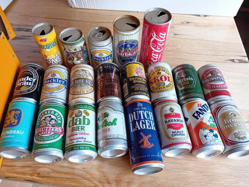 Oude bier- en frisdrankblikjes uit 1987, Ophalen of Verzenden, Gebruikt, Overige, Overige merken