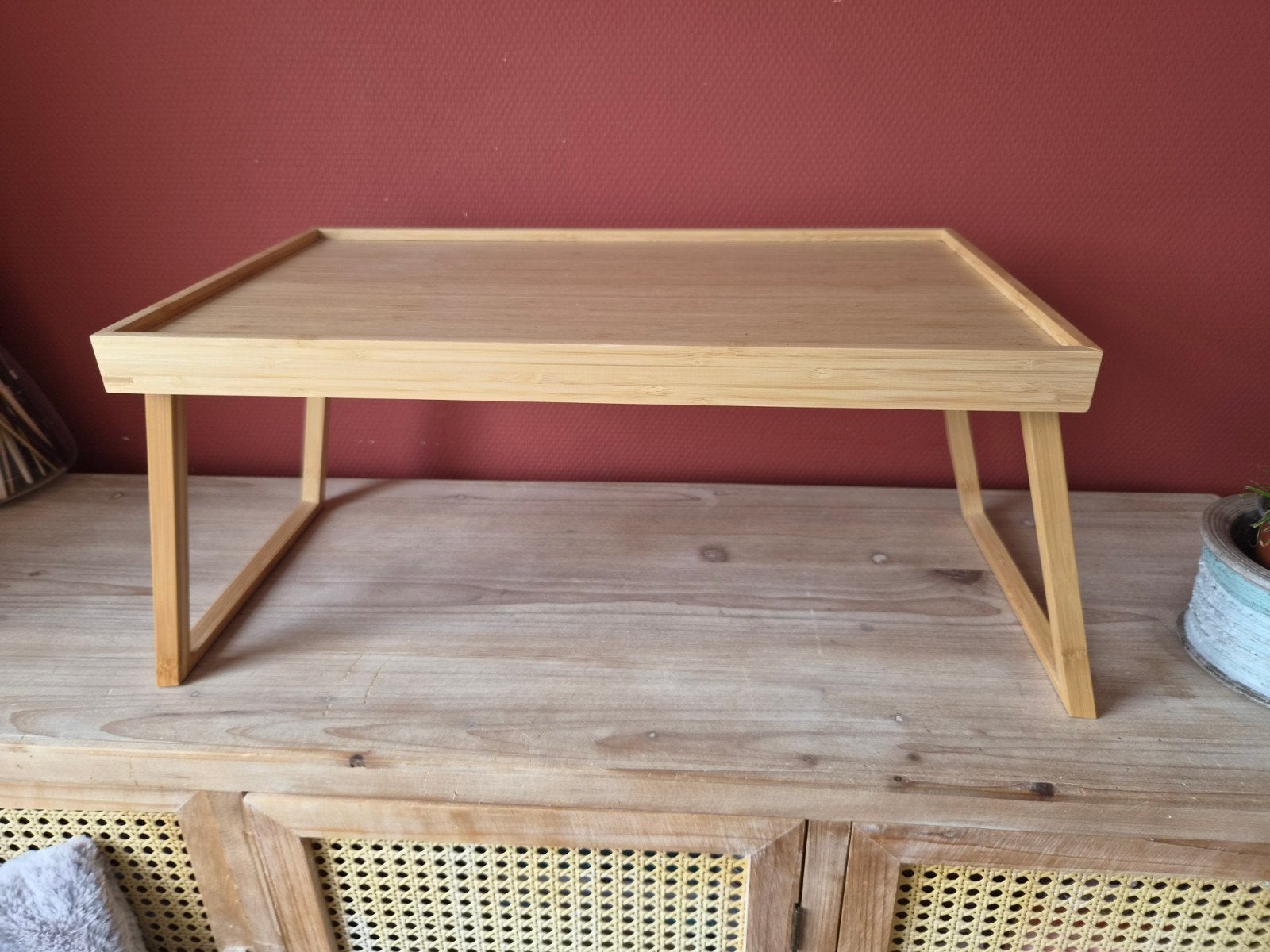 IKEA bamboe bedtafeltje - inklapbaar, Ophalen, Minder dan 55 cm, Gebruikt, Rechthoekig