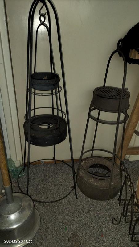Set van 2 vintage metalen houders voor planten of fakkels, Ophalen of Verzenden