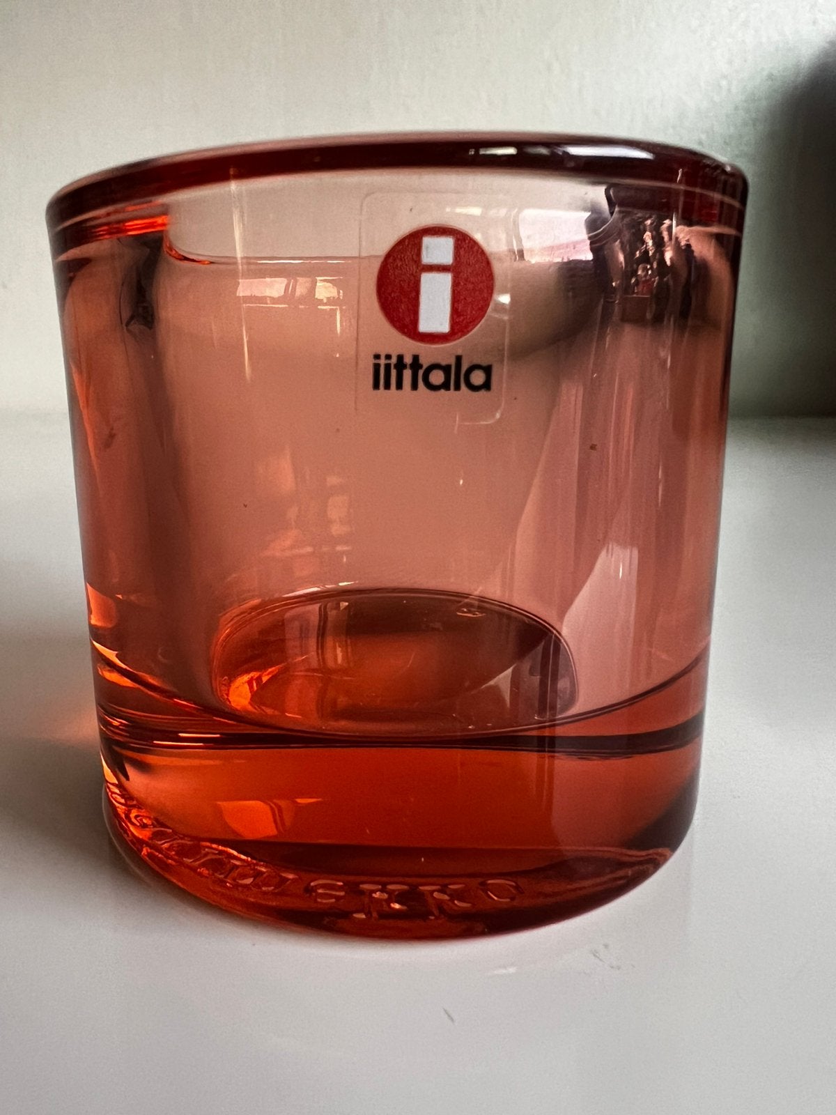 Iittala KIVI Marimekko Waxinelichthouder~Salmon Pink 2013, Waxinelichthouder, Ophalen of Verzenden, Iittala, Glas