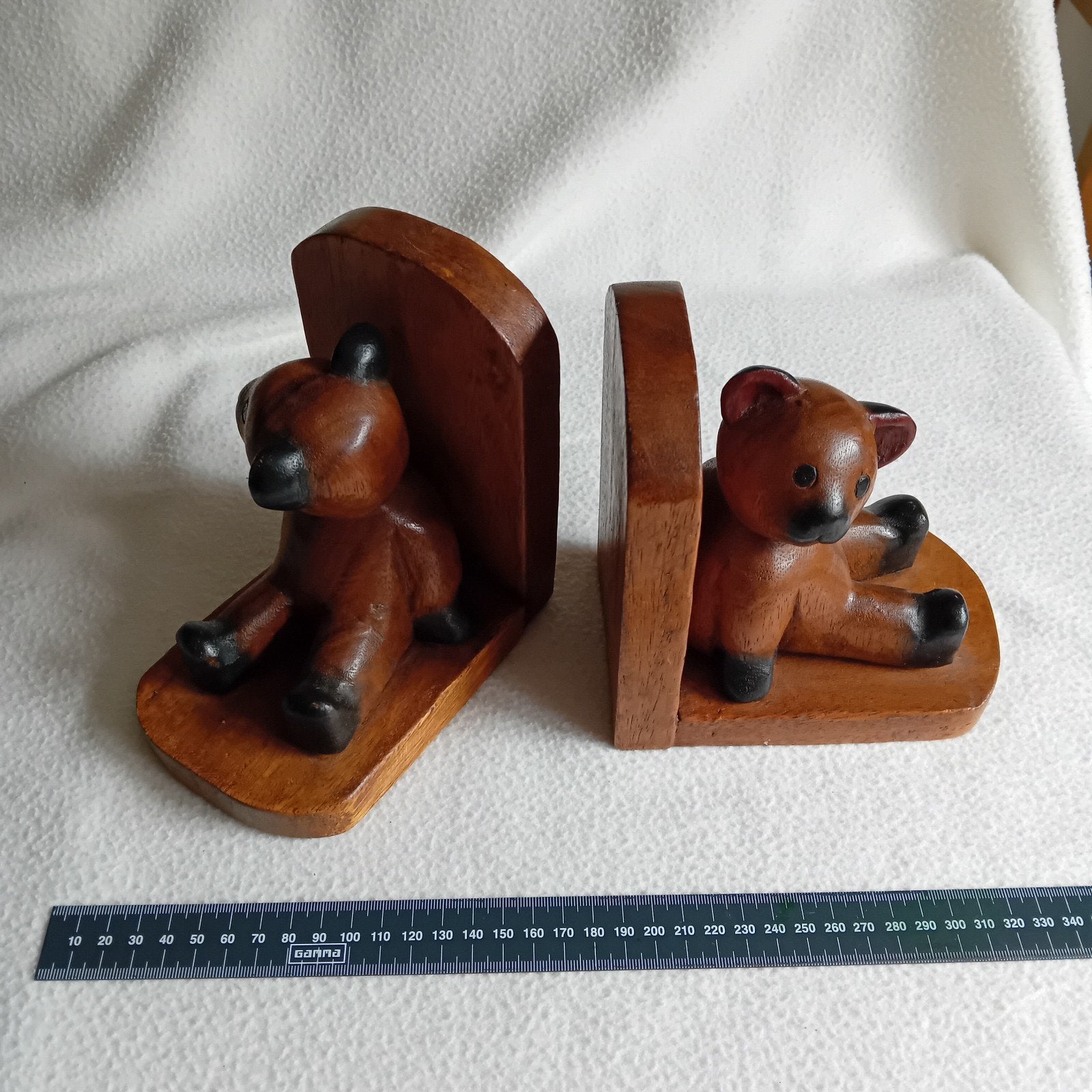 Vintage houten boekensteunen,beertjes,beren., Antiek en Kunst, Ophalen of Verzenden