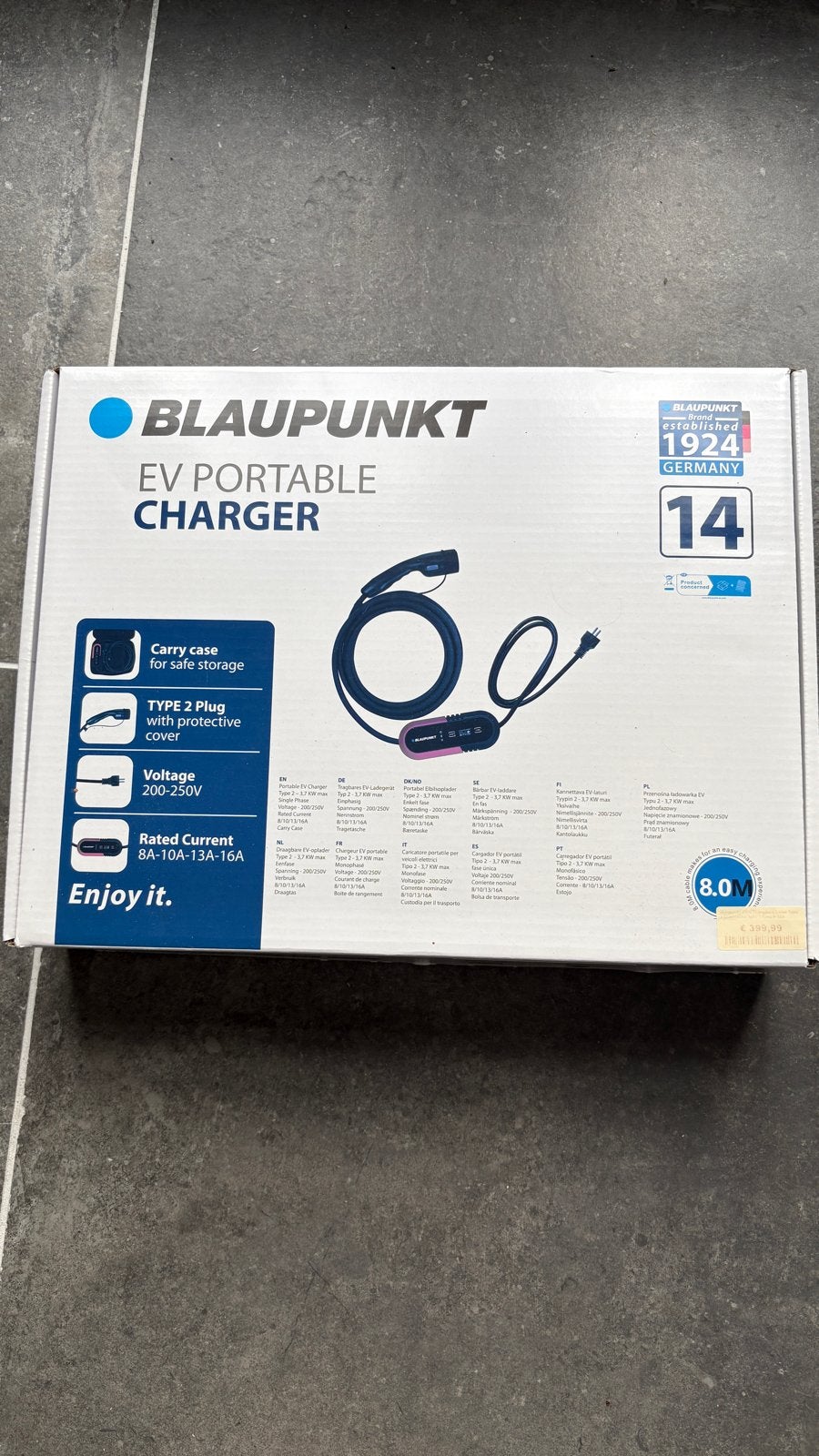 Blaupunkt EV Draagbare Oplader Type 2 - 8 meter, Ophalen, Nieuw, Laadkabel