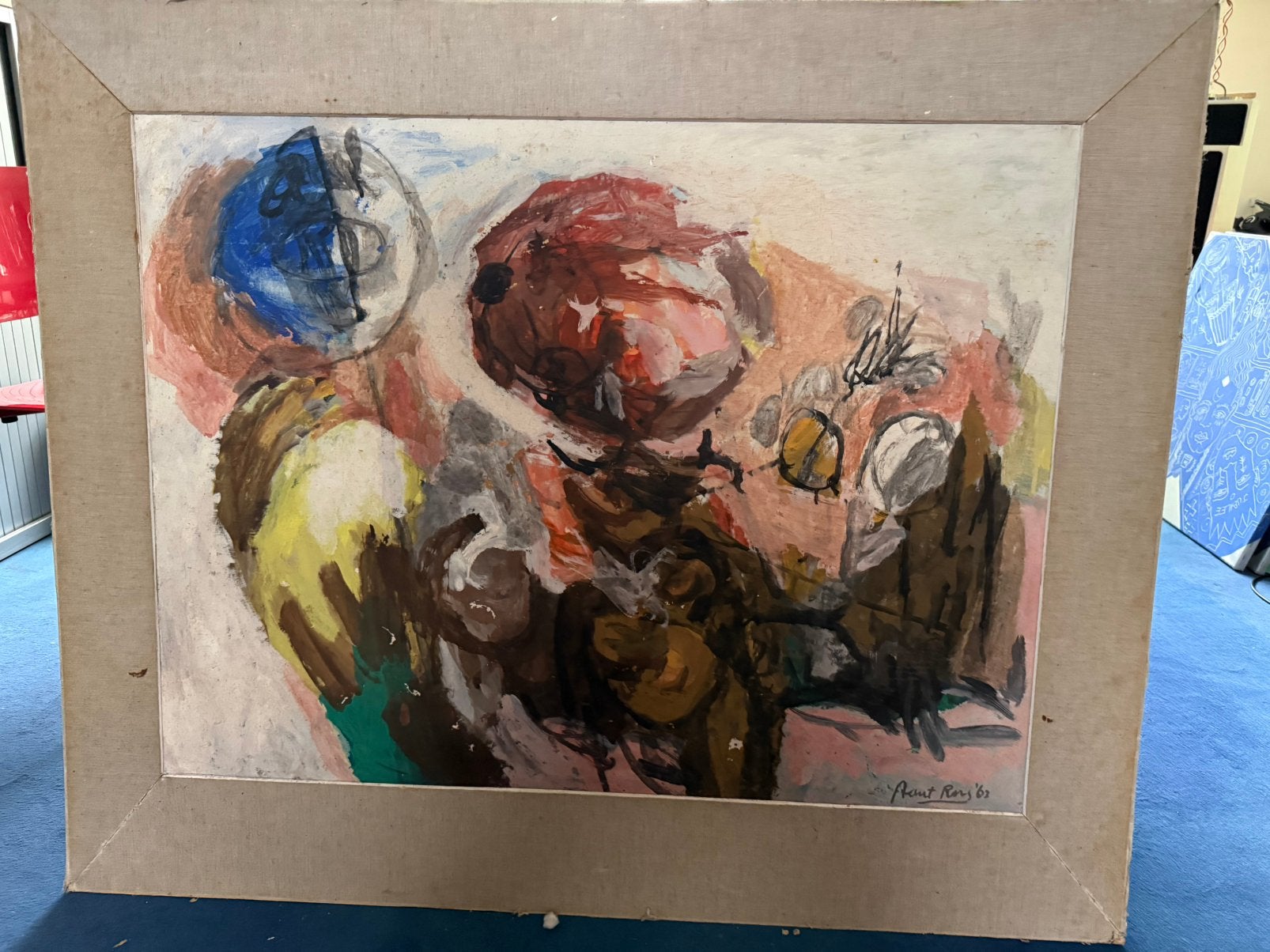 Gouache van Anton Rooskens Cobra kunstenaar, Ophalen