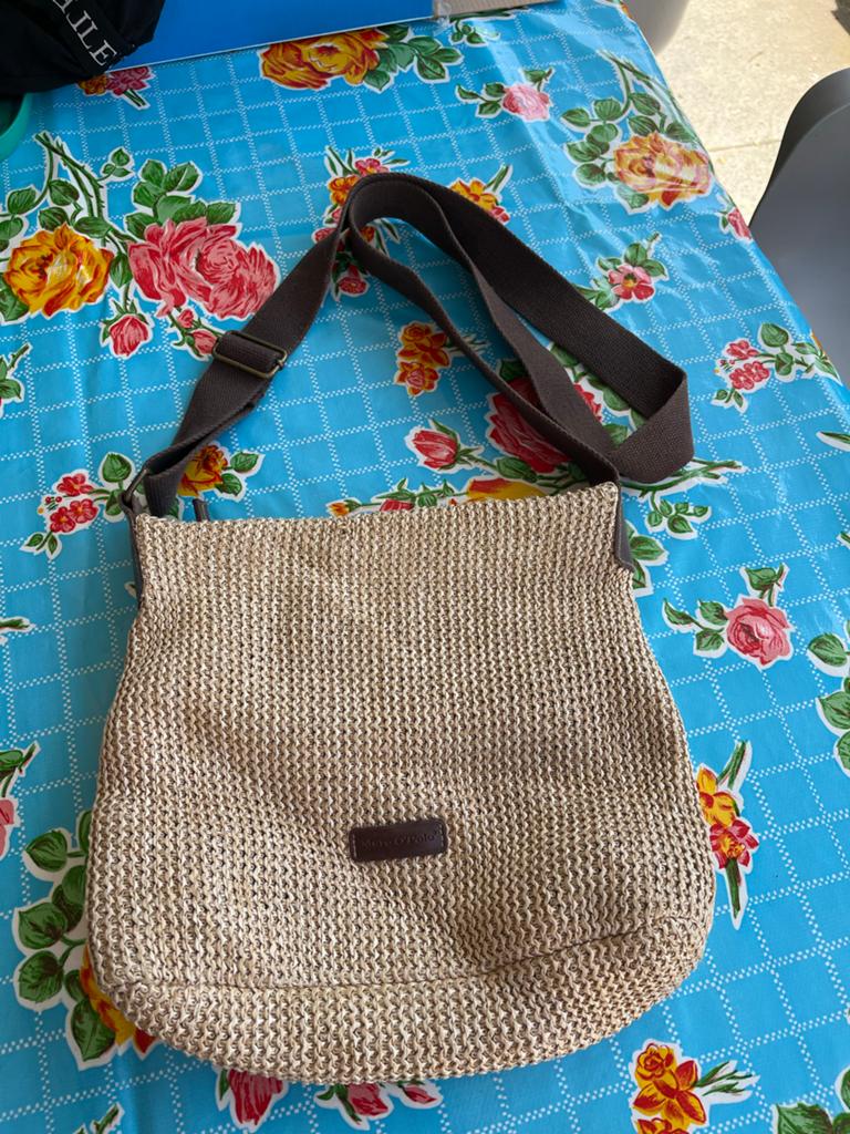 Marc O'Polo Schoudertasje - Beige rieten look, Ophalen of Verzenden, Zo goed als nieuw, Beige, Schoudertasje