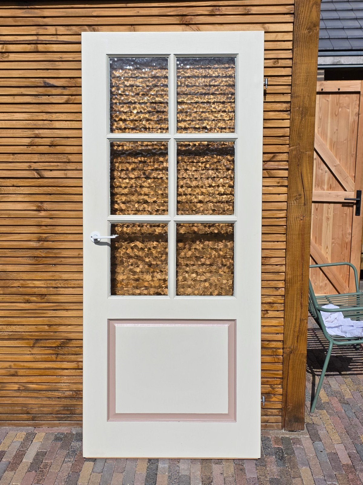Mooie houten binnendeur met glas, Ophalen, 80 tot 100 cm, Binnendeur, Zo goed als nieuw
