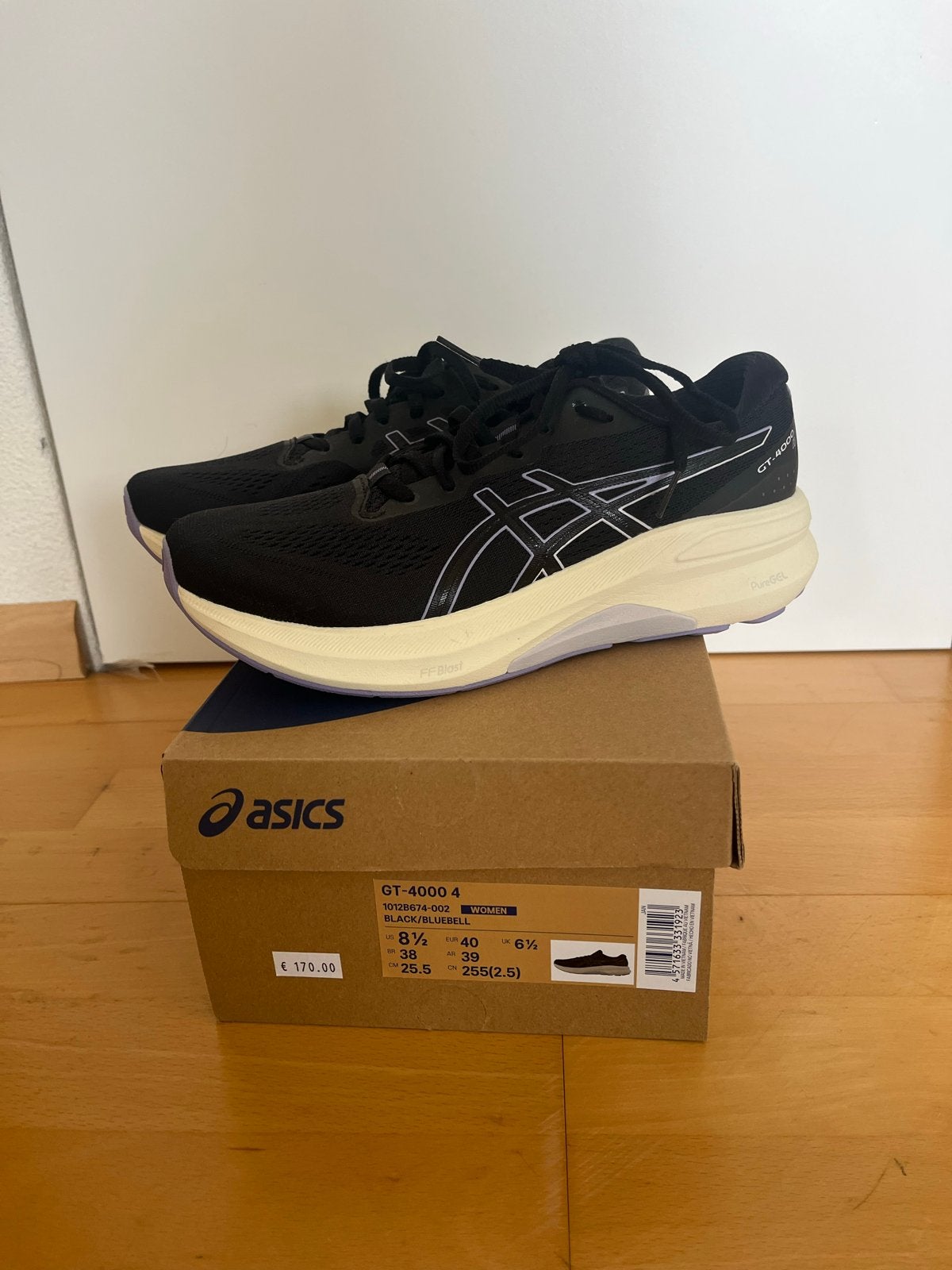 ASICS GT-4000 4 Hardloopschoenen Dames maat 40 Zwart/Paars, Hardloopschoenen, Ophalen of Verzenden, Zo goed als nieuw, Hardlopen