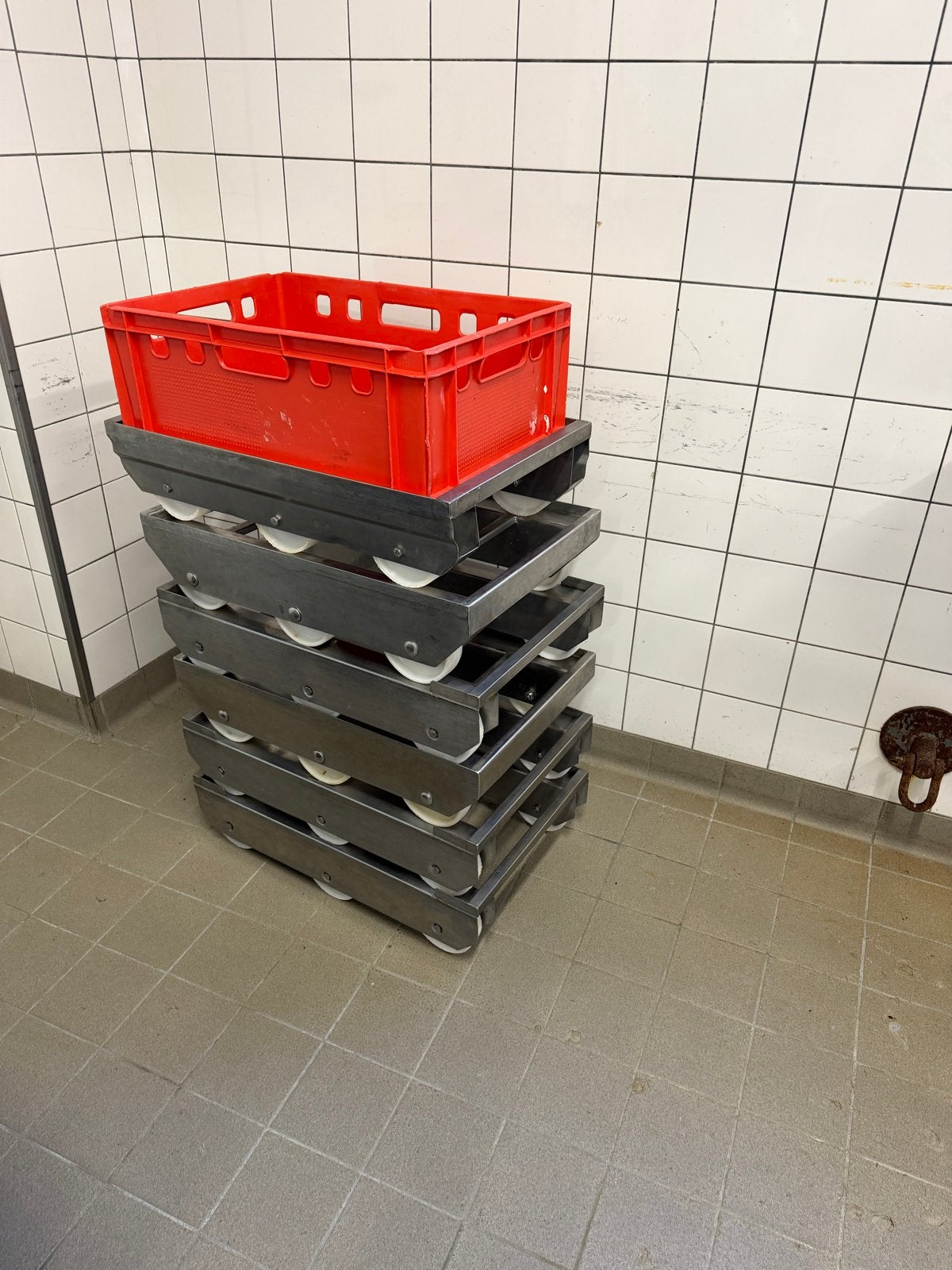RVS kratten onderwagen/dolly op 6 bok wielen, Ophalen, 40 tot 60 cm, Overige typen, 50 tot 75 cm