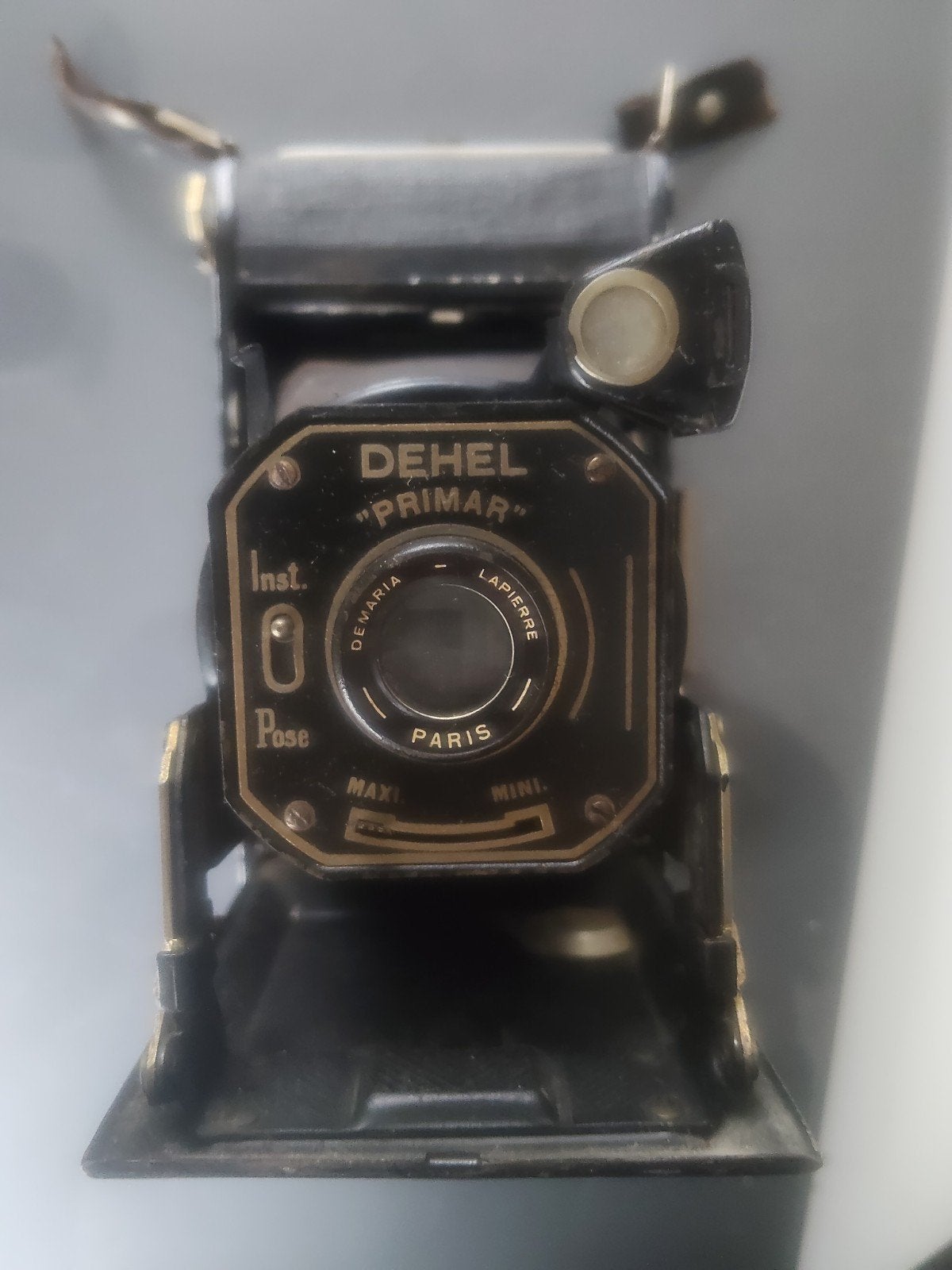 Antieke Dehel Primar Balgcamera (jaren '30) + Lederen Tas, Verzamelen, Ophalen, Voor 1940, Fototoestel