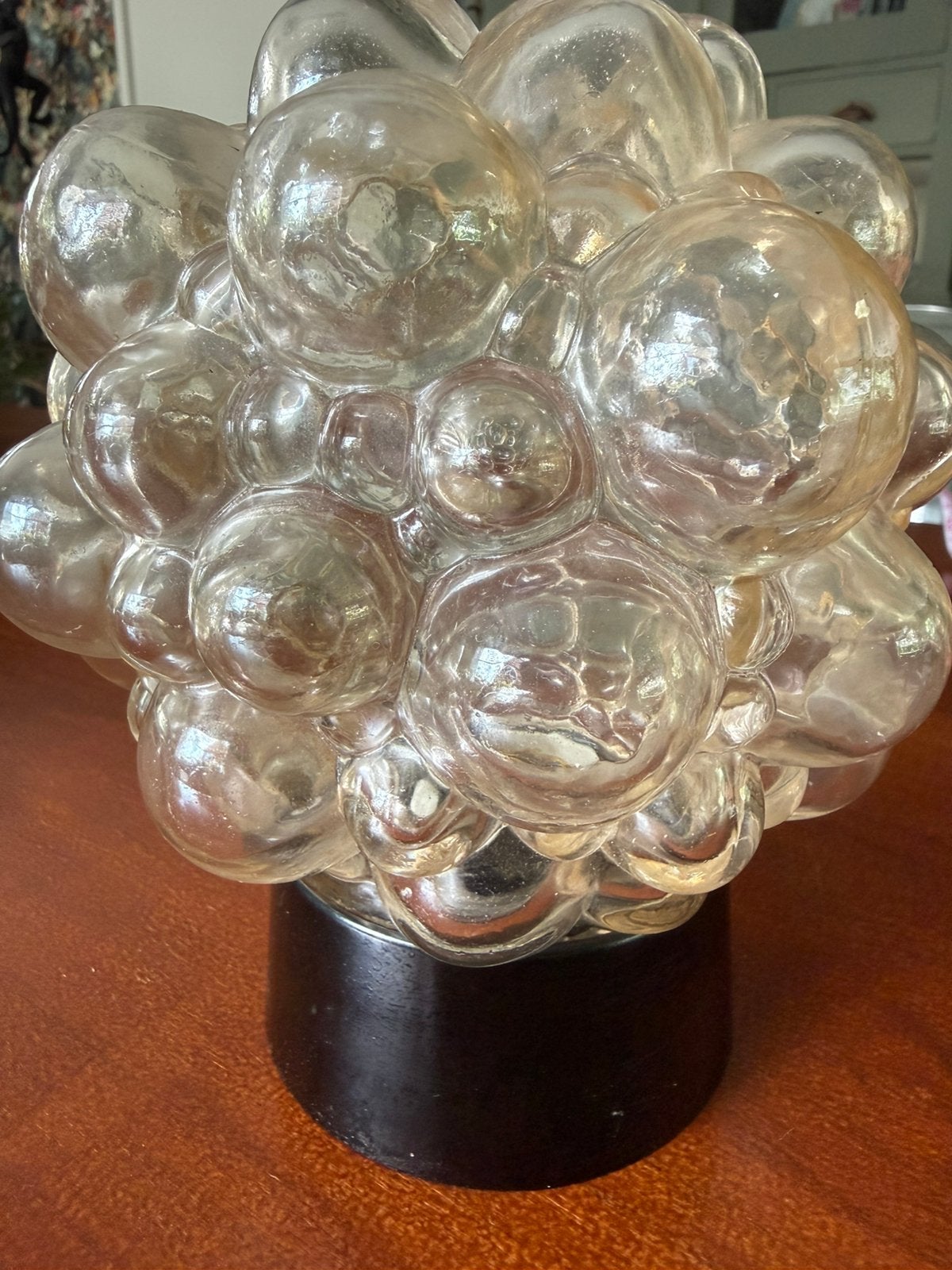 Vintage TEKA Nr. 7834 plafondlamp – bubbeltjesglas Space Age, B22 (Bajonetsluiting), 16 cm, Zwart, Ophalen of Verzenden